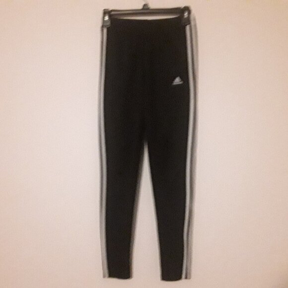 adidas Pants - Adidas Climalife junior small black joggers w/white side stripes, zipper ankles